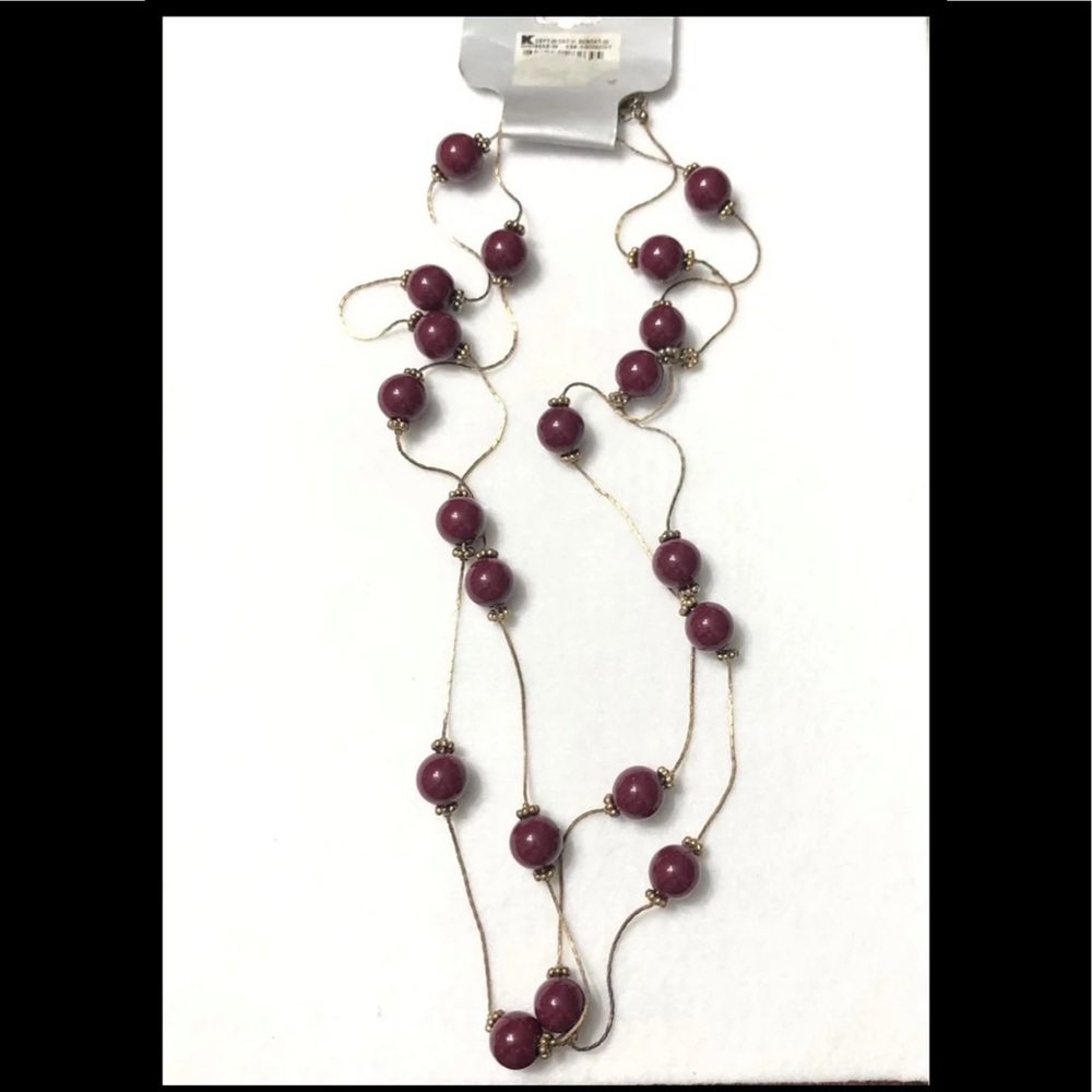 Long elegant Necklace double layer color gold chain Red beads